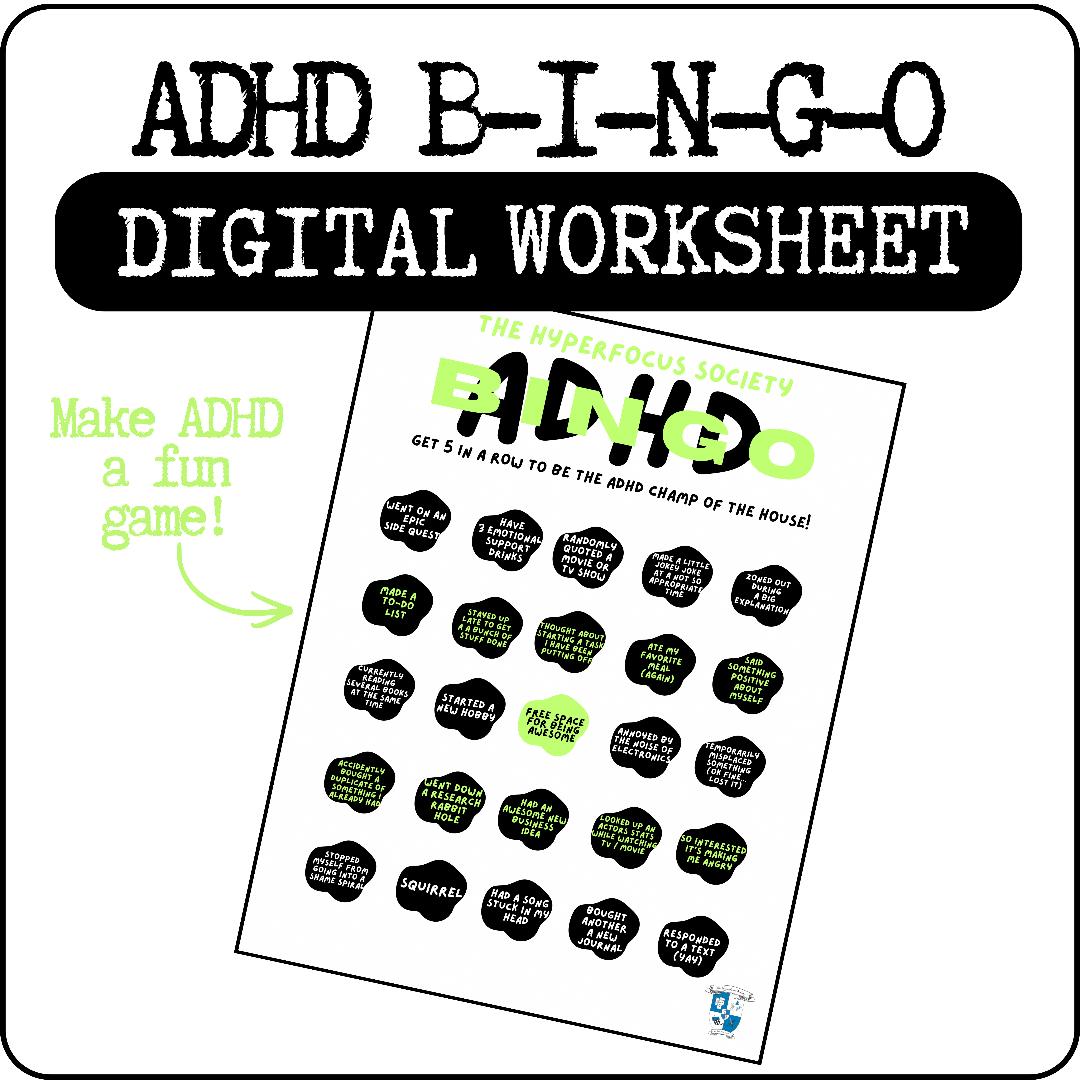 ADHD B-I-N-G-O Worksheet