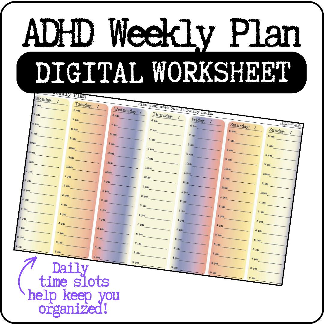 ADHD Colorful Weekly Plan Worksheet