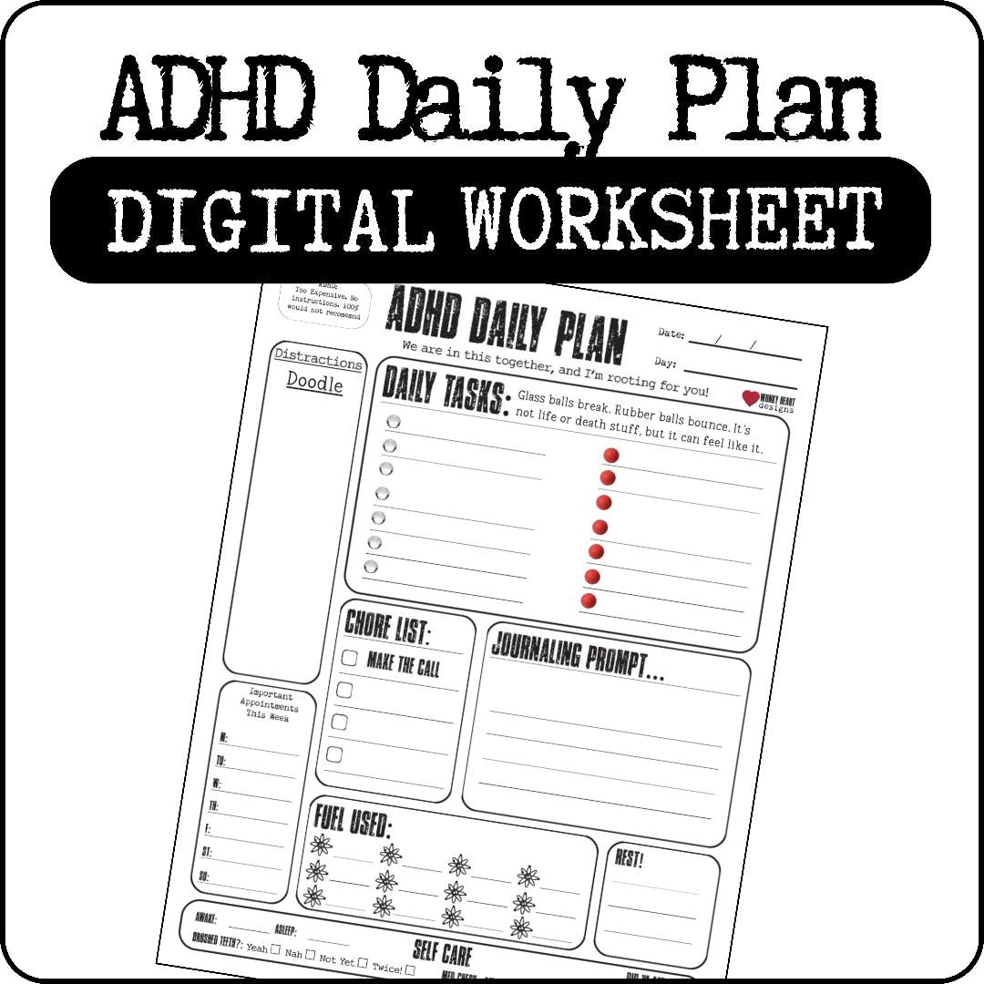 Digital ADHD Daily Plan Worksheet