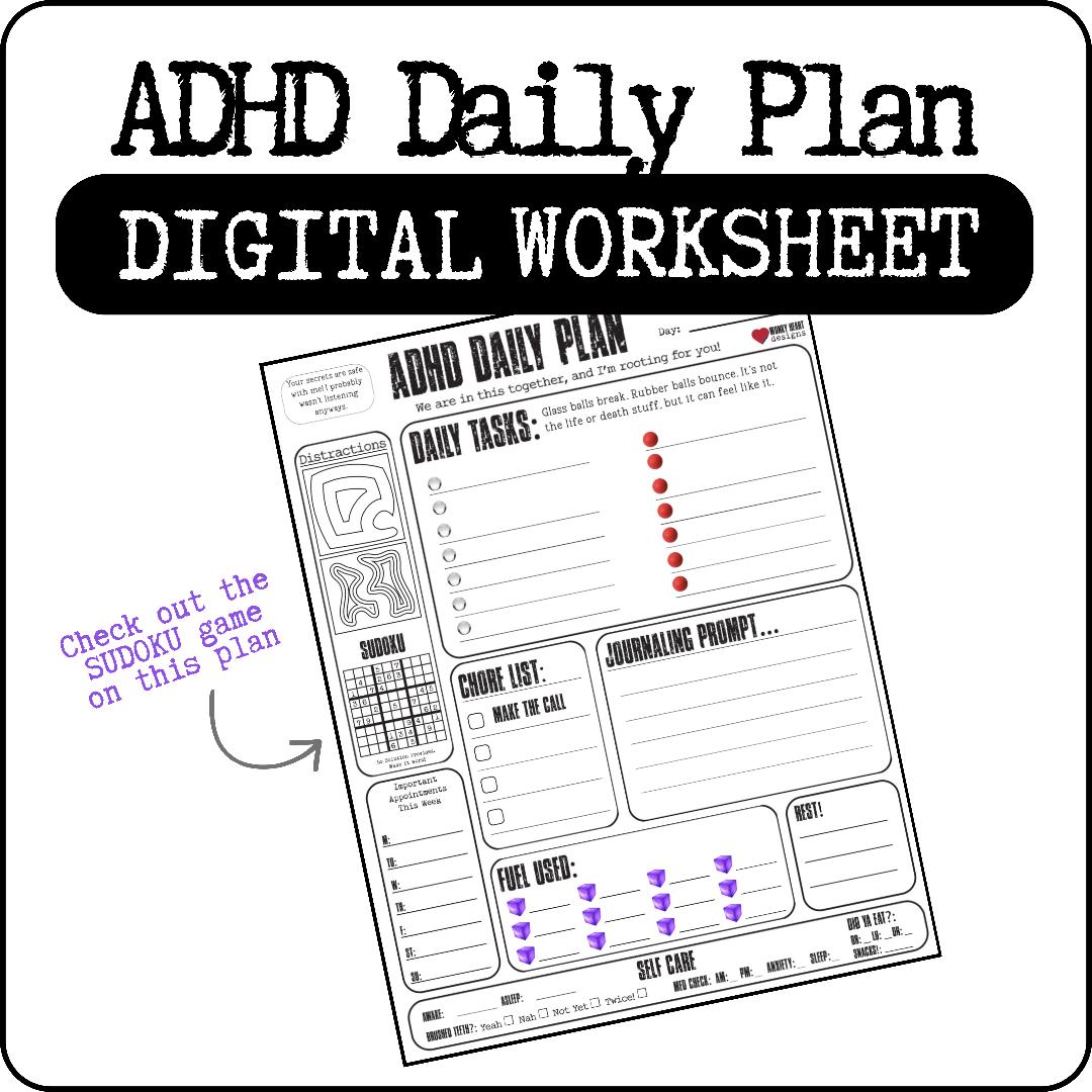 Sudoku Fun Digital ADHD Daily Plan Worksheet